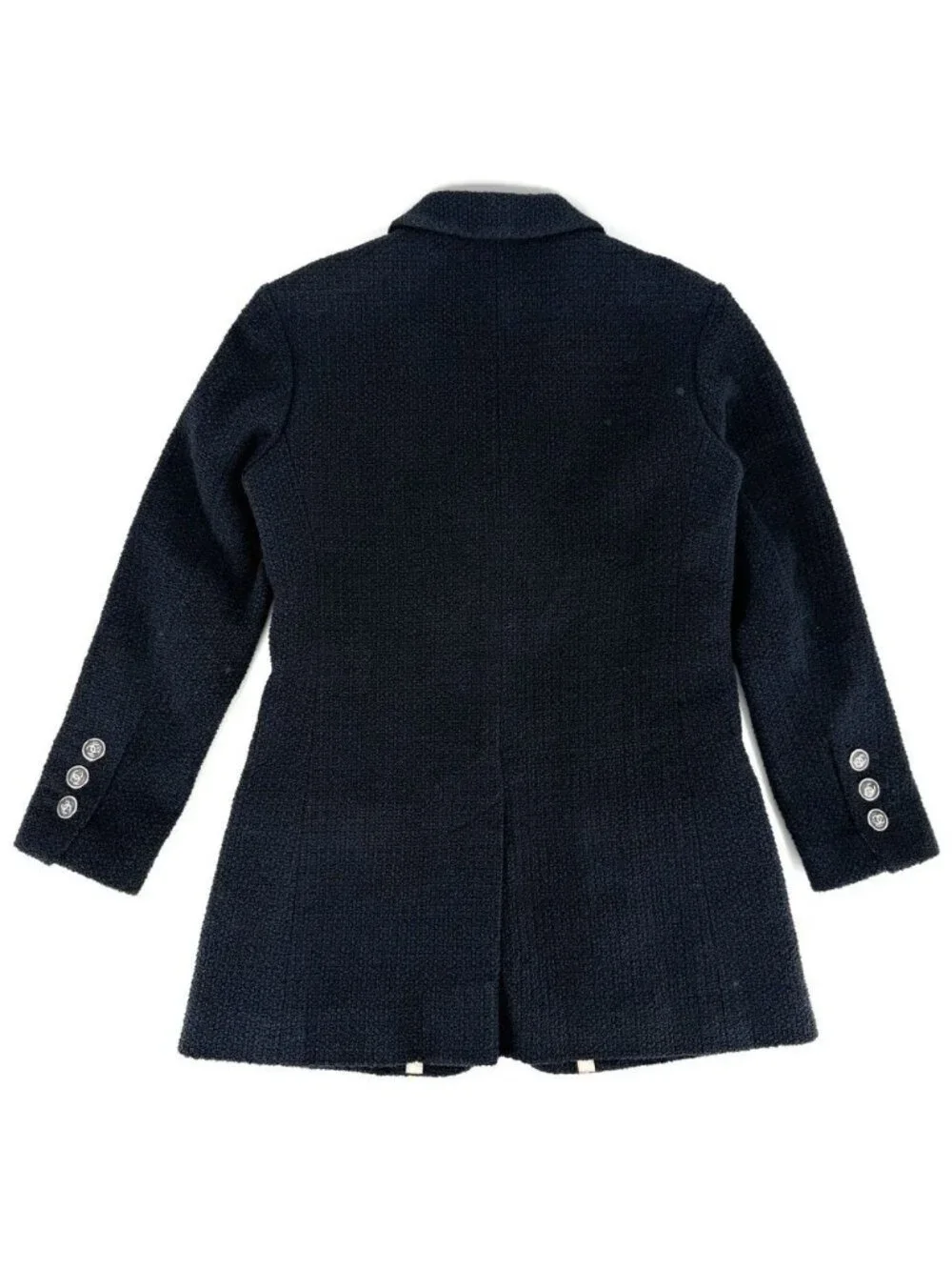 Chanel Tailored Jacket CC Logo 38 Navy Cotton Viscose